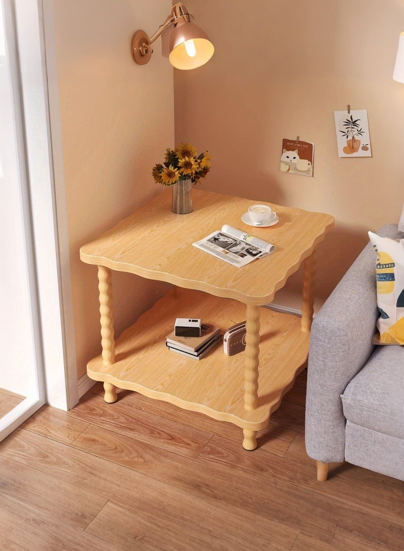 XiuWoo Sturdy & Stable End Table 2-Tier Open Shelf Small Bed Side Table Space-Saving Nightstand Decor Easy Assembly Bathroom Furniture Mini Table for Entryway Bedroom College Dorm Small Space Natural - Image 1