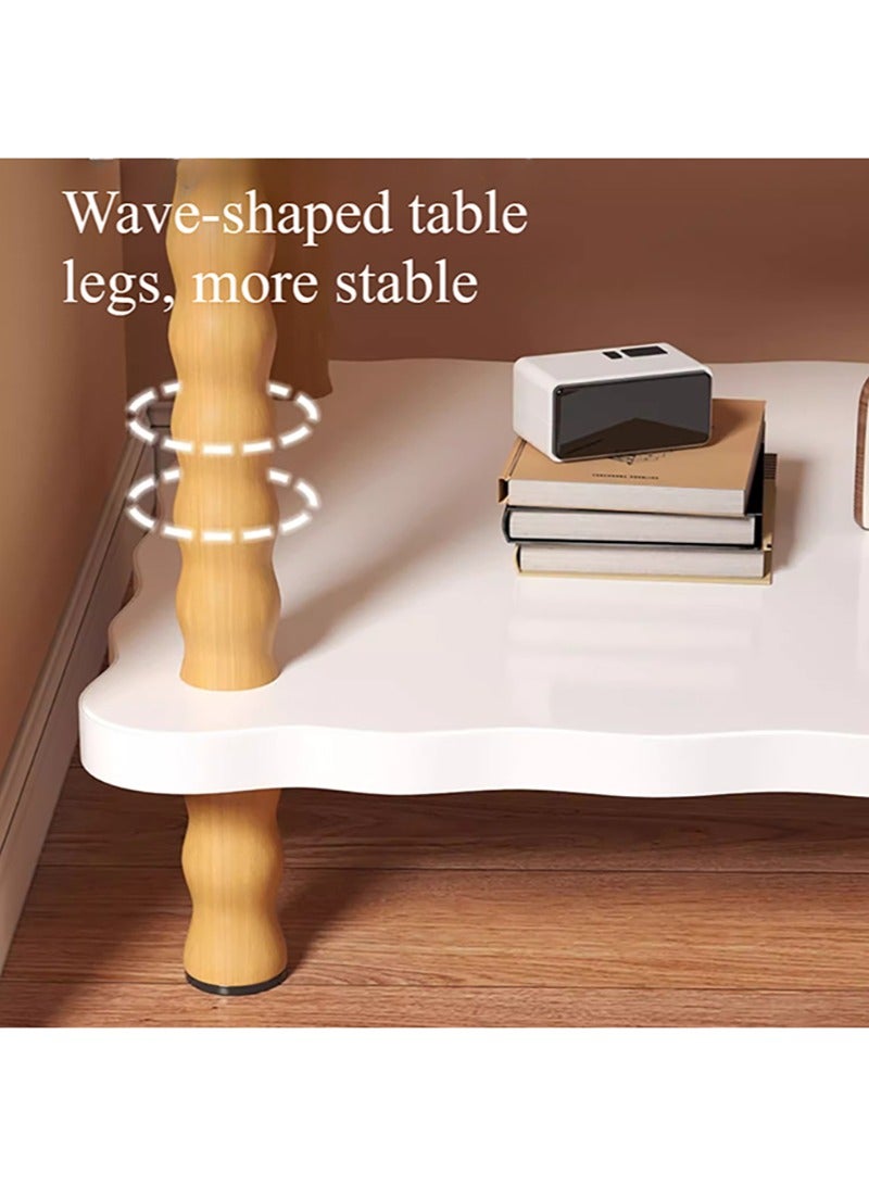 XiuWoo Sturdy & Stable End Table 2-Tier Open Shelf Small Bed Side Table Space-Saving Nightstand Decor Easy Assembly Bathroom Furniture Mini Table for Entryway Bedroom College Dorm Small Space Natural - Image 3