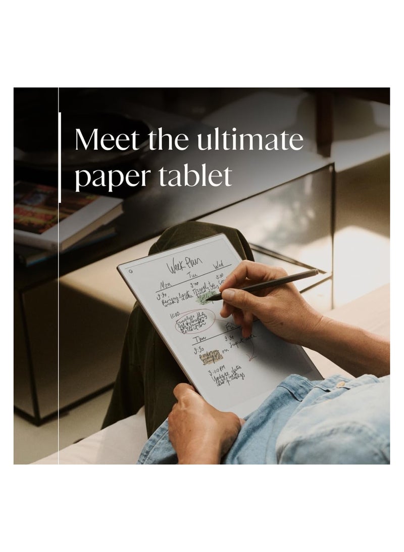 reMarkable Paper Pro Bundle – Premium Leather | Includes 11.8” reMarkable Paper Tablet, Marker Plus Pen with Eraser, and a Book Folio Cover in Black Leather