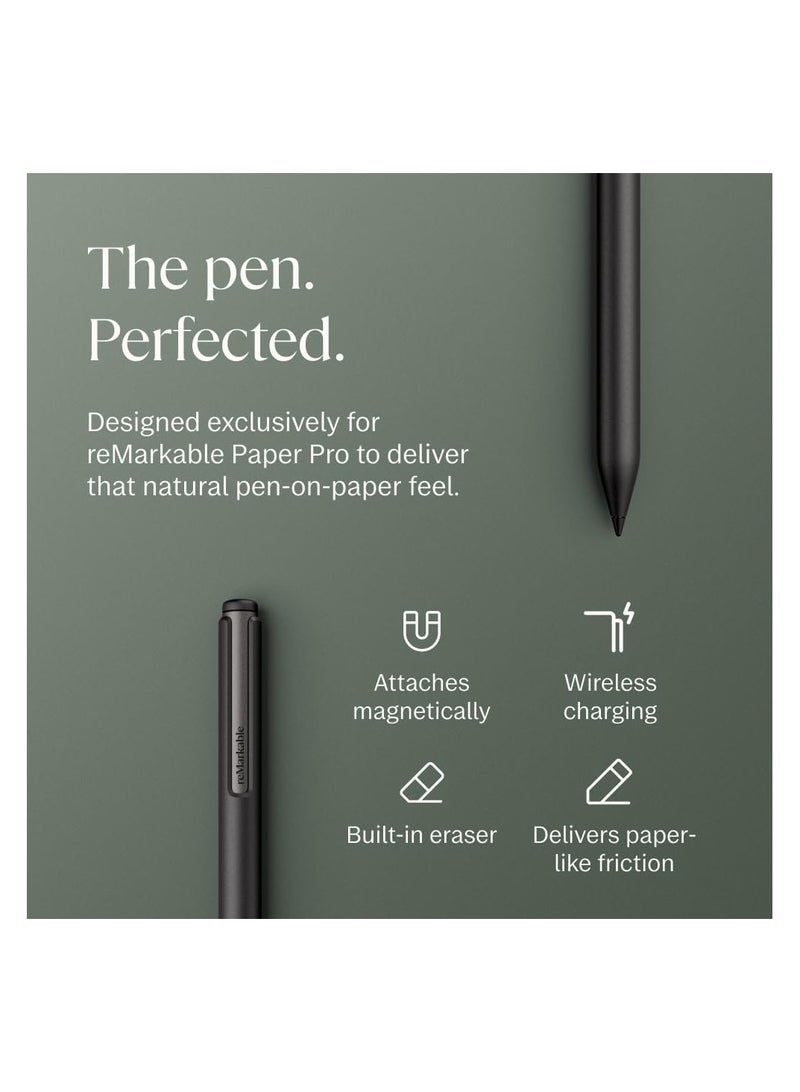 reMarkable Paper Pro Bundle – Premium Leather | Includes 11.8” reMarkable Paper Tablet, Marker Plus Pen with Eraser, and a Book Folio Cover in Black Leather