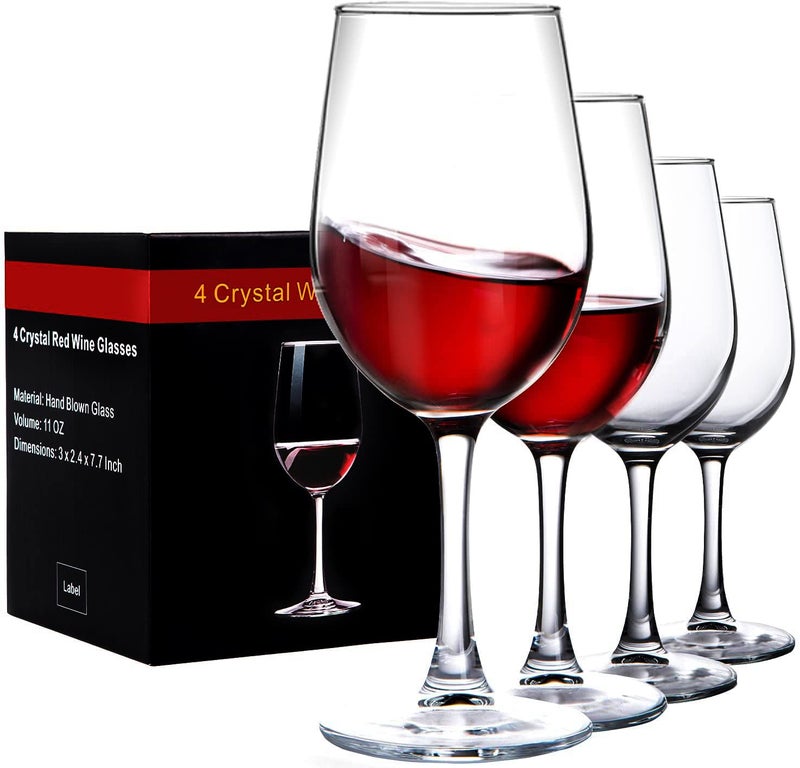 PARACITY Wine Glasses Clear Red White Wine Glass Goblets Crystal Stemware 4PCS