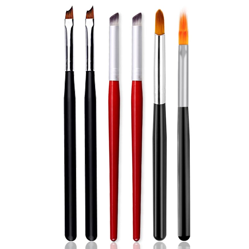 DANNEASY 6Pcs Acrylic Nail Brush Nail Art Brush Oblique Head French Tips Nail Ombre Brush Nail Painting Kit Nail Design Brushes Nail Art Tools