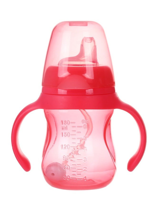Learner Cup with Handle 180ml for Infant, Straw Cup with Dust Cover, Anti Flatulence anti Choking Water Sippy Cup Red - Image 1