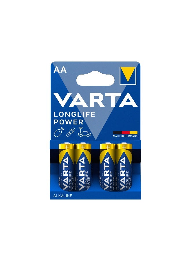 VARTA LONGLIFE POWER AA BLI 4 | Alkaline Energy System | 10 years power in storage guaranteed | High Performance Battery Made in Germany - Image 1
