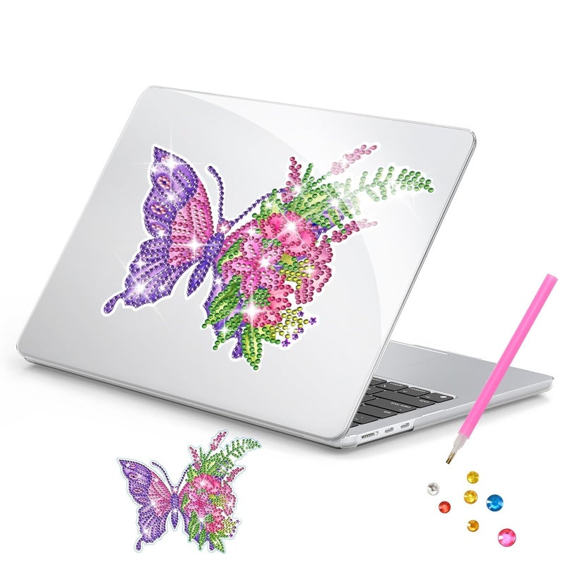 EooCoo Case Compatible for New MacBook Air 15/15.3 inch M4 A3241 M3 A3114 M2 A2941 Liquid Retina Display&Touch ID,2025 2024 2023 Release,Protective Plastic Hard Shell Cover Shiny,Flowers&Butterflies - Image 1