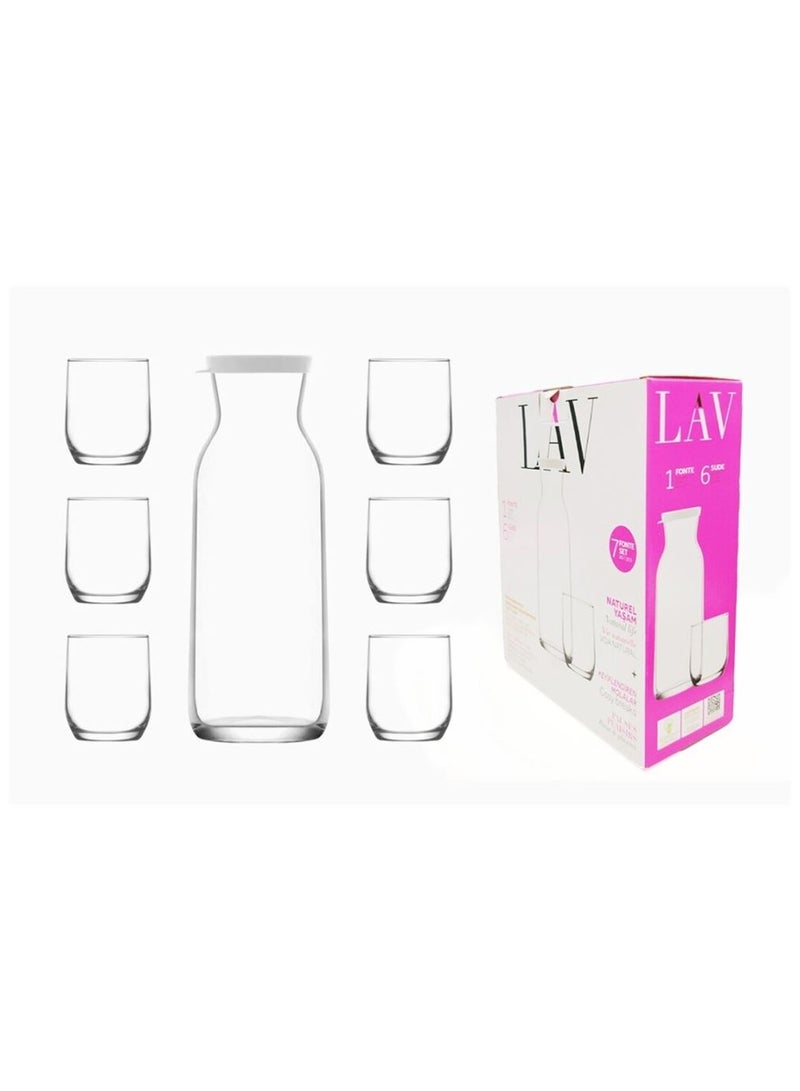 LAV 7 Pieces Fonte Beverage Set 1200 Ml Carafe And 6 Pieces 315 Ml Tumbler - Clear  - Image 2