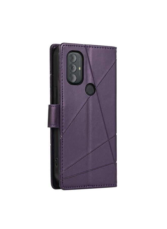 S-TOP Case For Motorola Moto G Power 2022 PU Genuine Leather Texture Embossed Line Phone Case - Image 3
