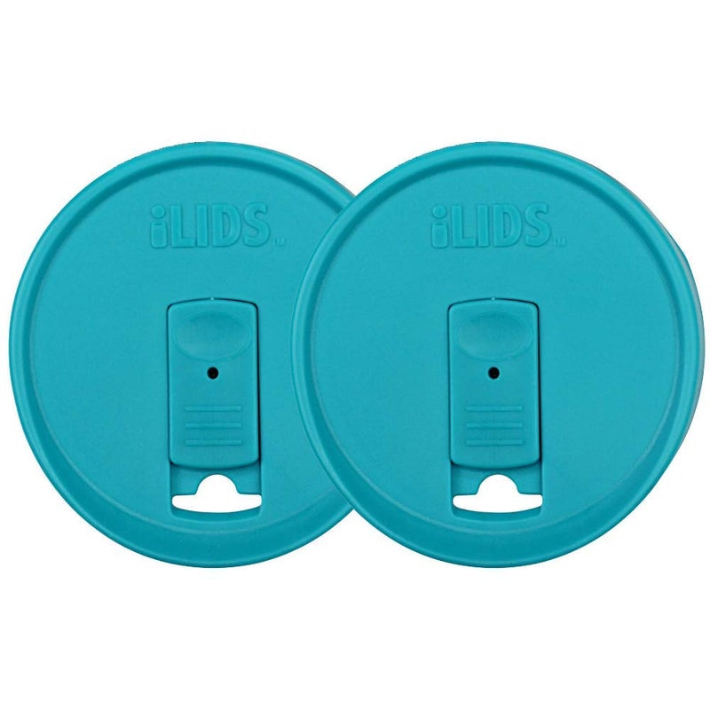 iLIDS Mason Jar Drink Lid Wide Mouth Aqua Blue Pack of 2