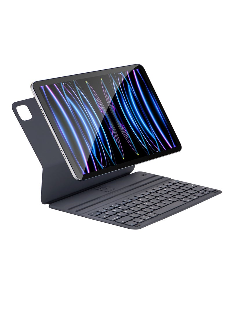 حافظة iPad Air 11 بوصة (M2، 2024) مع لوحة مفاتيح، حامل مغناطيسي سهل التركيب، أوضاع عمودية/مرتفعة للوحة مفاتيح iPad Pro 11/Air الجيل الخامس/الرابع، مع حافظة واقية قابلة للإزالة، أسود - Image 2