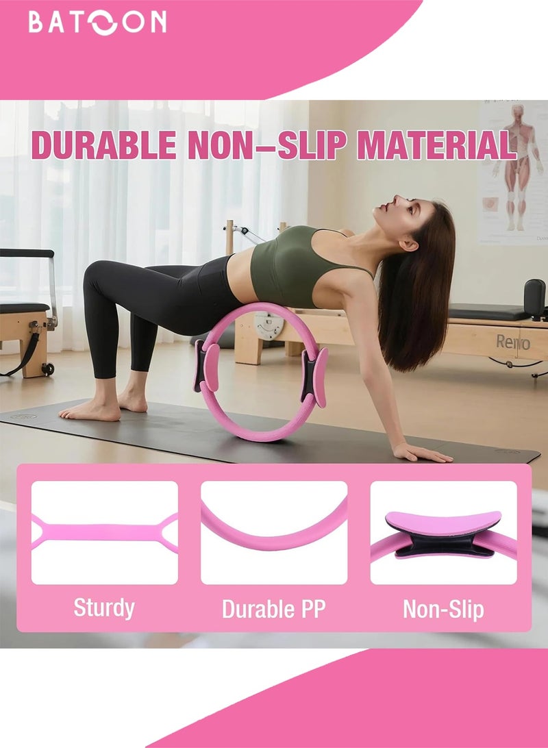 باتون مجموعة حلقات بيلاتيس من 13 قطعة - دائرة سحرية كبيرة لليوجا واللياقة البدنية مقاس 15 بوصة، وكرة لياقة بدنية مقاس 9.8 بوصة، وشريط مقاومة، وملحقات معدات بيلاتيس لصالة الألعاب الرياضية المنزلية، وشد الجسم، وهدية لياقة بدنية - Image 2