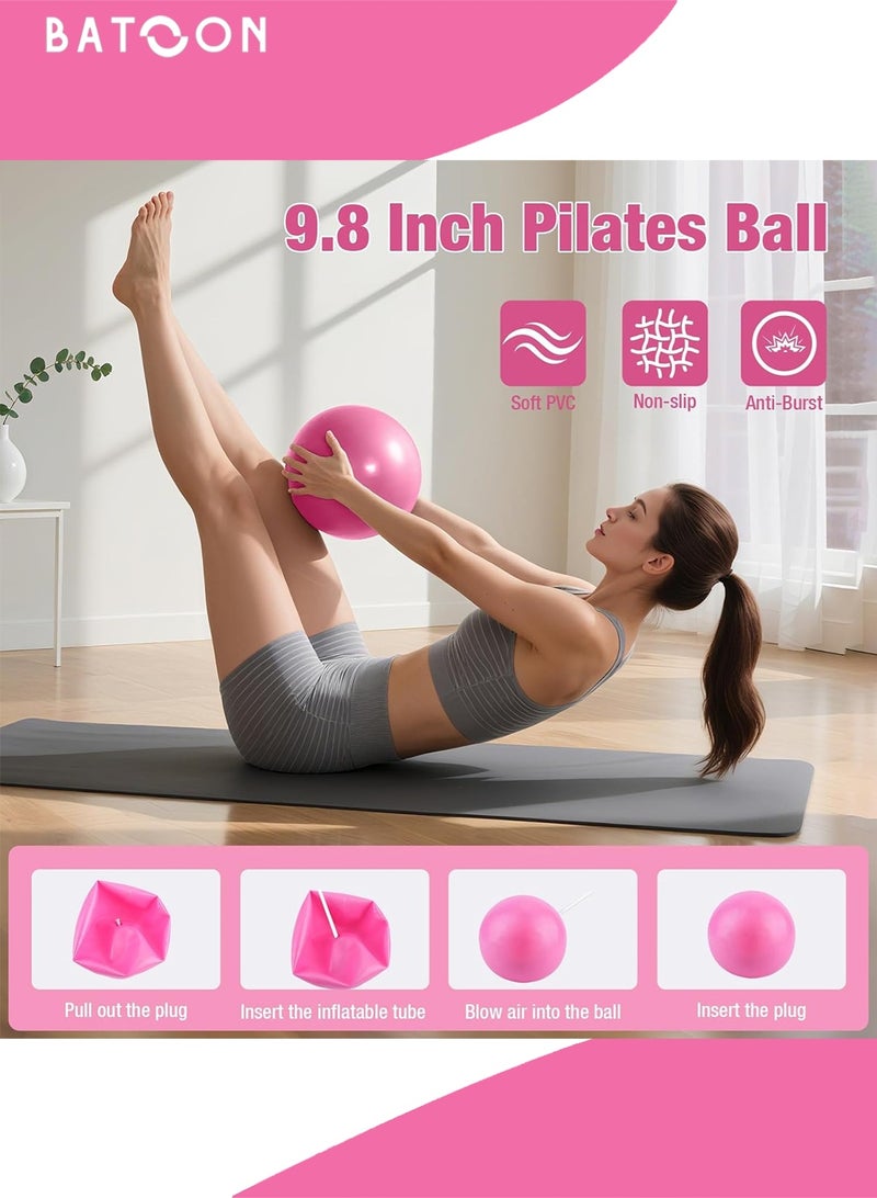 باتون مجموعة حلقات بيلاتيس من 13 قطعة - دائرة سحرية كبيرة لليوجا واللياقة البدنية مقاس 15 بوصة، وكرة لياقة بدنية مقاس 9.8 بوصة، وشريط مقاومة، وملحقات معدات بيلاتيس لصالة الألعاب الرياضية المنزلية، وشد الجسم، وهدية لياقة بدنية - Image 3