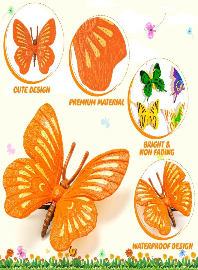 KVCSYAW 24 PCS Plastic Butterflies Toy, Butterfly Action Figures Art Toys, 24 Styles Colorful Lifelike Interactive Butterfly Decoration for Kindergarten, School Education and Animal Themed Party Decor - Image 3