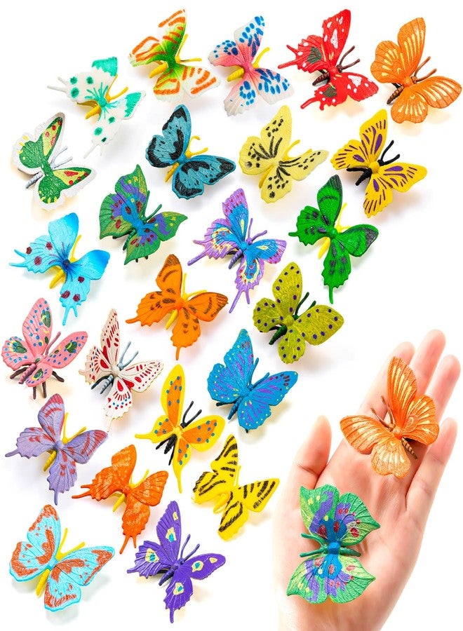 KVCSYAW 24 PCS Plastic Butterflies Toy, Butterfly Action Figures Art Toys, 24 Styles Colorful Lifelike Interactive Butterfly Decoration for Kindergarten, School Education and Animal Themed Party Decor - Image 1