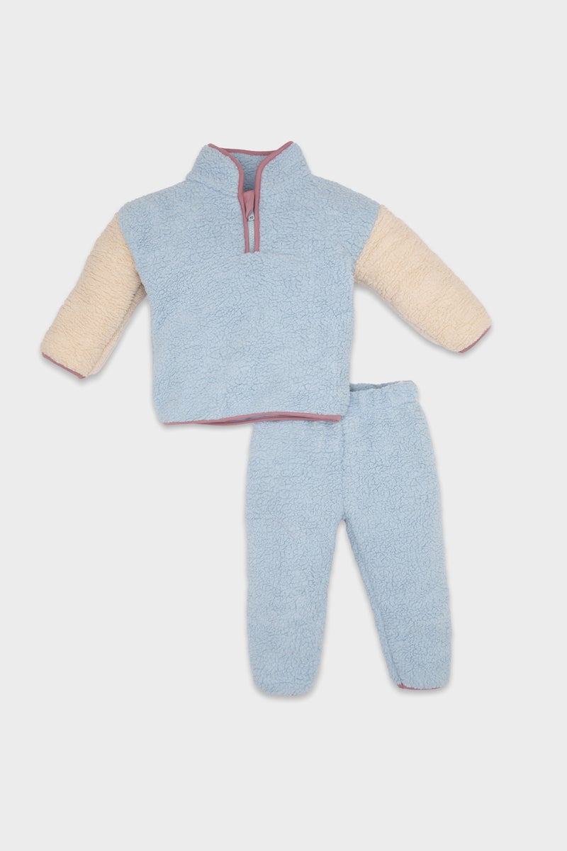 DeFacto Baby Girl Plush Zippered 2 Piece Set - Image 1