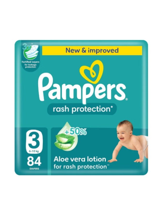 Aloe Vera Taped Diapers rash protection Size 3 Giant Pack 84 Count