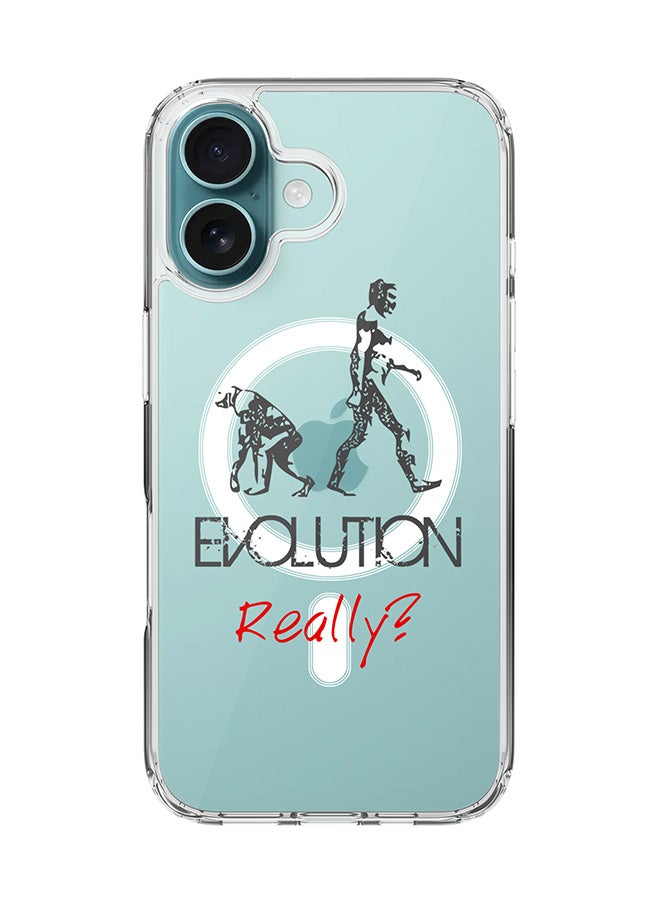 Stylizedd For iPhone 16 Case [Compatible with MagSafe] Slim Magnetic cover Clear Phone Case - Evolution, Really (Grey) - Image 1