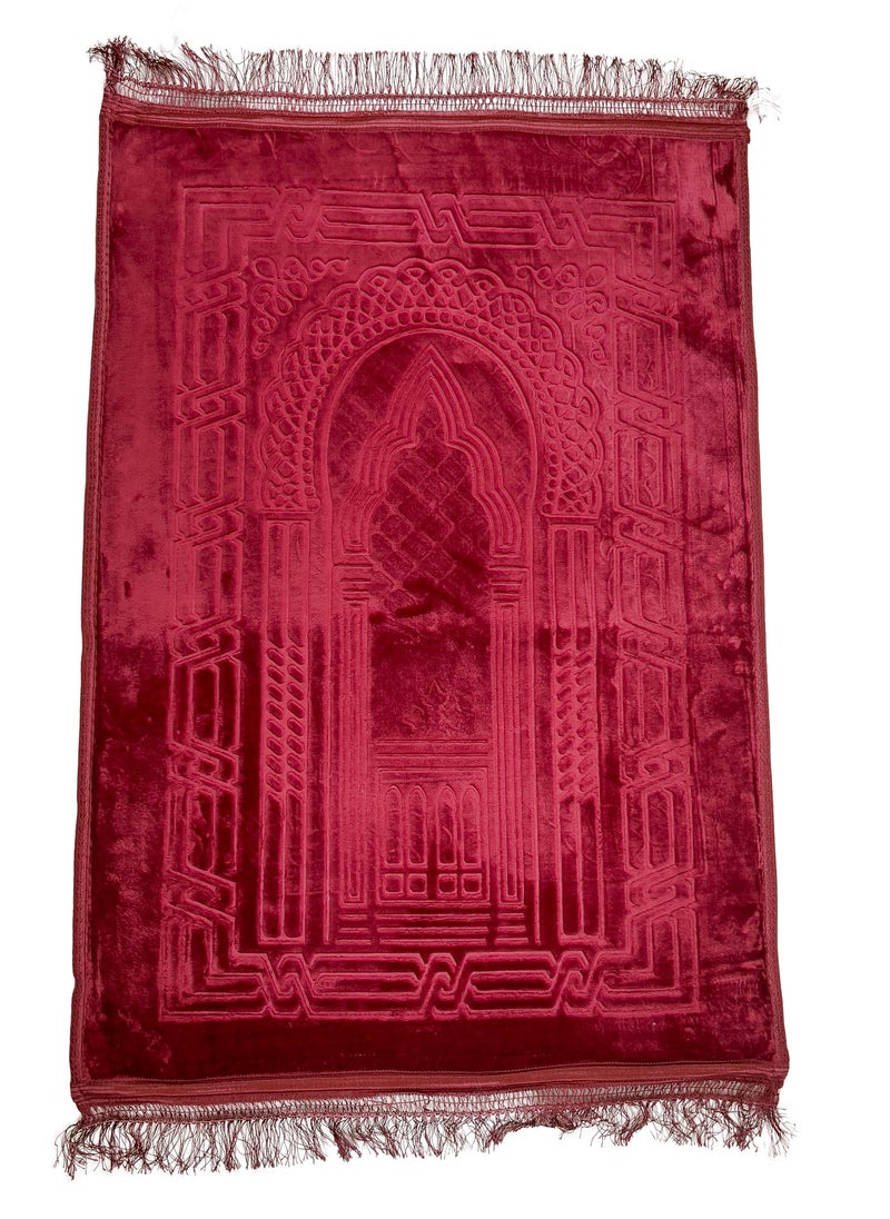 سليب × فاكتوري - سجادة صلاة مخملية مبطنة  احمر - Image 1