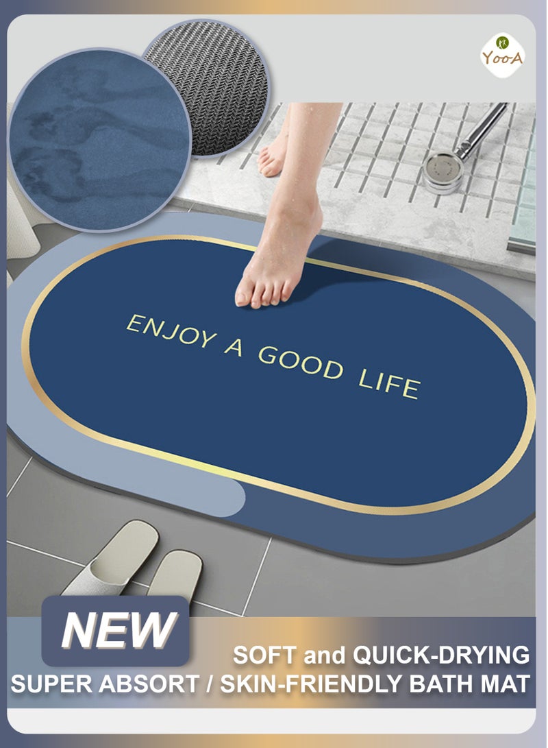 YooA Super Soft and Quick-Drying Bath Mat | Absorbent/Skin-Friendly Diatom Material, Anti-Slip, Machine Washable, Easy to Clean,Ideal for Bathroom,Tub, Shower, Home,Durable(Fancy Peacock Blue, 40x60cm) - Image 1