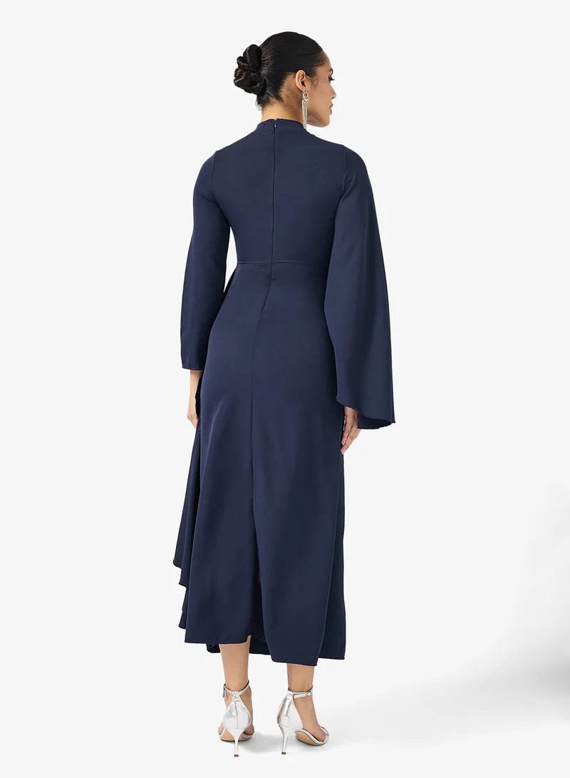 خزانة Dress With Embellished Shoulder & Flared Sleeves