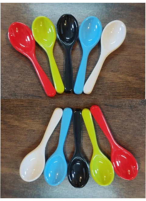 PUTHAK Plastic Masala Spoon for Small Containers Multipurpose Spoon for Dispensing Tea Coffee Sugar Condiments Spices Multicolor Set of 10