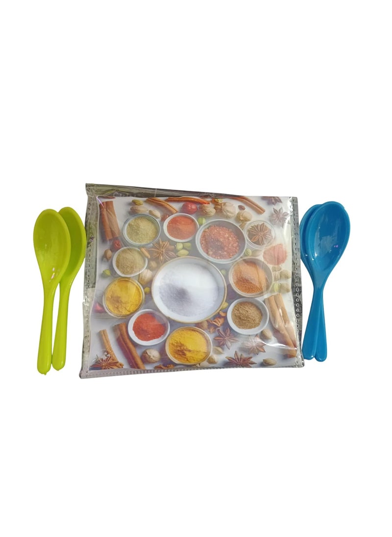 PUTHAK Plastic Masala Spoon for Small Containers Multipurpose Spoon for Dispensing Tea Coffee Sugar Condiments Spices Multicolor Set of 10