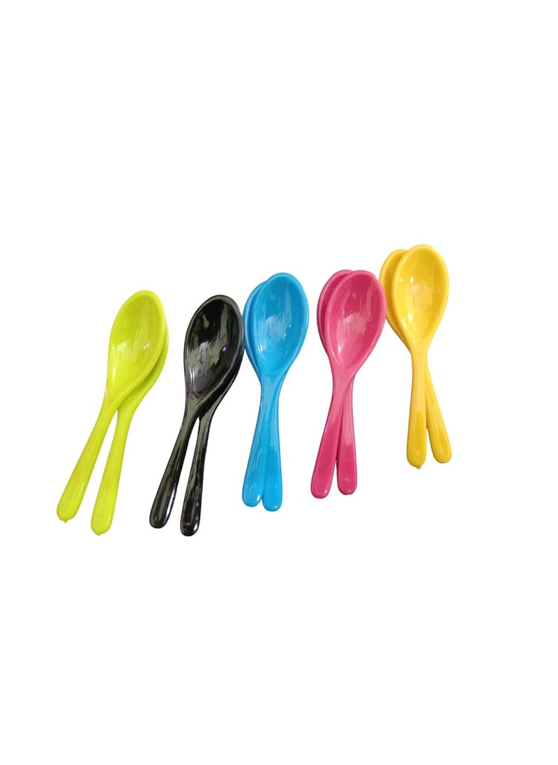 PUTHAK Plastic Masala Spoon for Small Containers Multipurpose Spoon for Dispensing Tea Coffee Sugar Condiments Spices Multicolor Set of 10