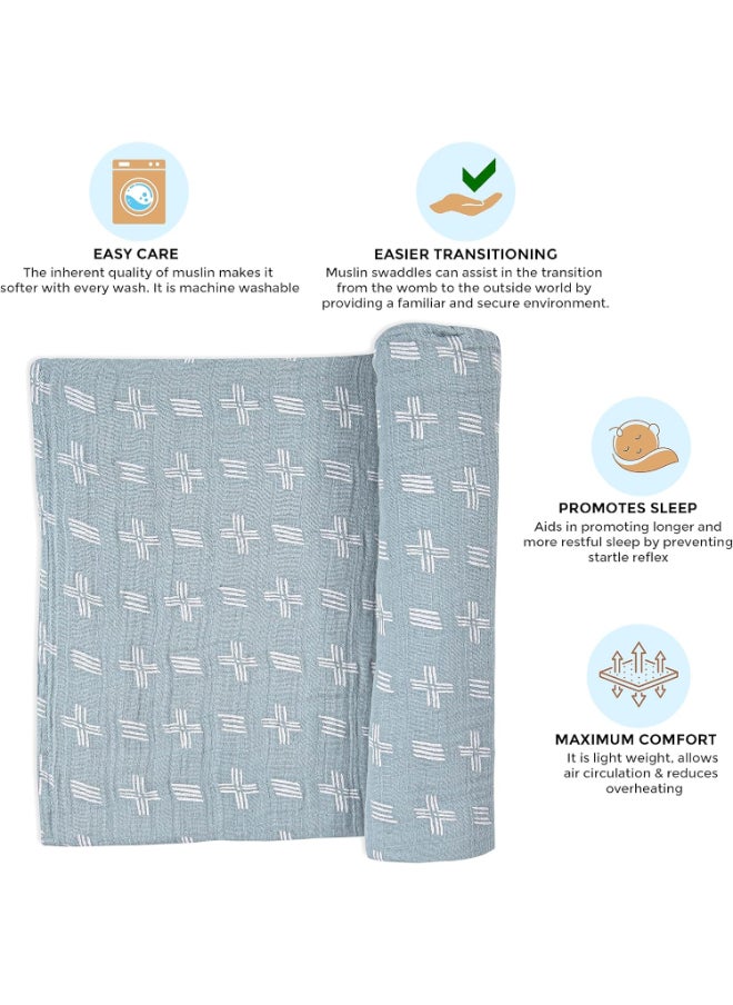 Crane BABY Ezra Single Swaddle Wraps, River Dash  - Image 5