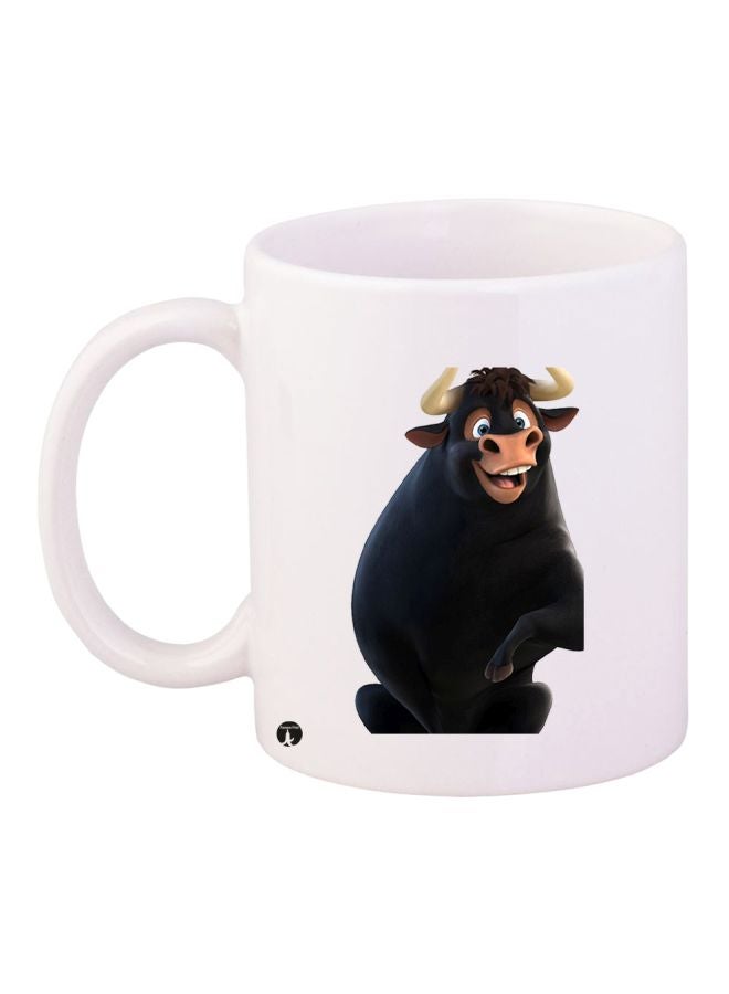 RYN Bull Printed Coffee Mug White/Black 11ounce