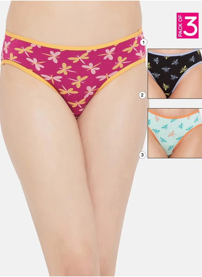Clovia Clovia Pack of 3 - Dragonfly Print Low Rise Bikini Briefs