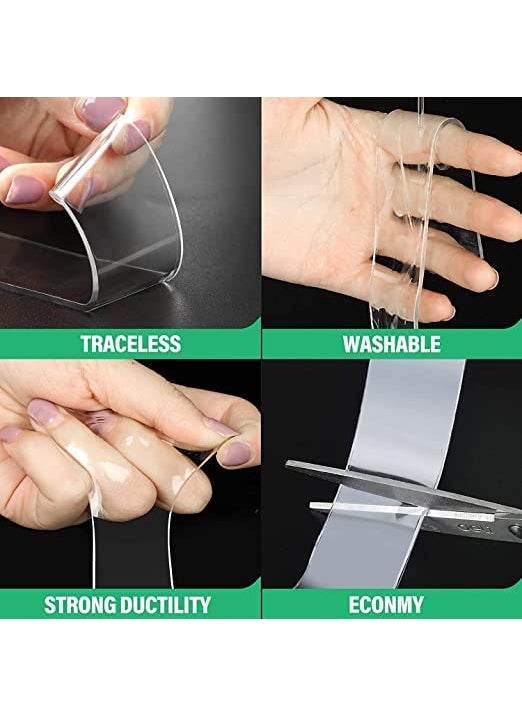 Generic SHOPOHUBZ Double Sided Adhesive Tape 3 Meter Heavy Duty Adhesive Tape for Walls Washable Reusable Strong Sticky Grip Tape 2mm X 3 Meter Roll  - Image 3