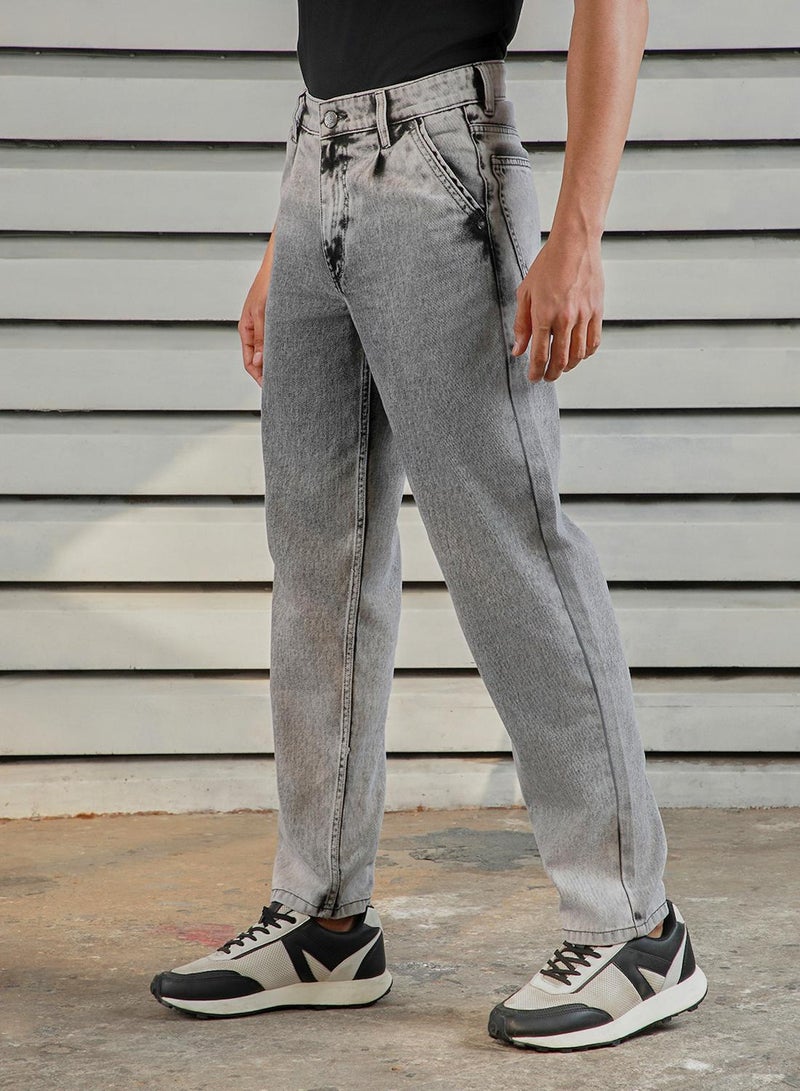 هاي ستار جينز رجالي رمادي بقصة مريحة، خصر متوسط وتلاشي ثقيل - Image 5