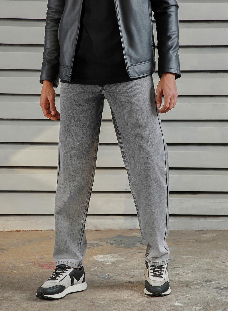 هاي ستار جينز رجالي رمادي بقصة مريحة، خصر متوسط وتلاشي ثقيل - Image 2