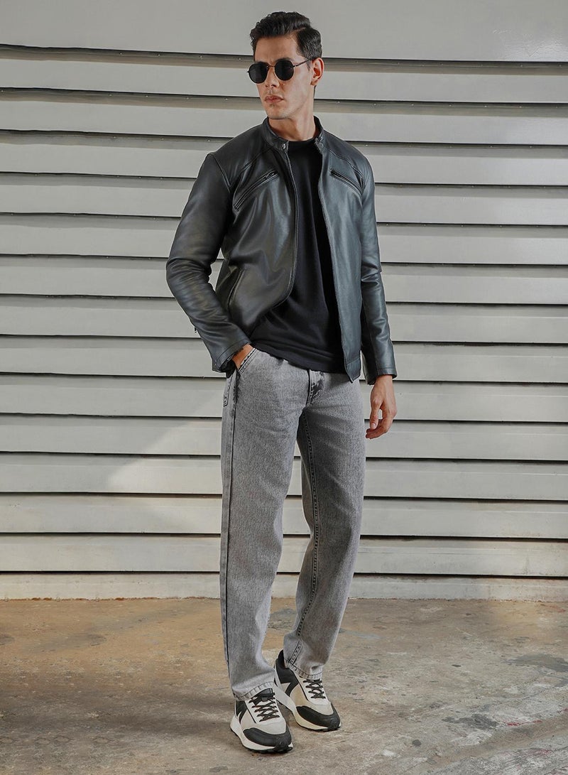 هاي ستار جينز رجالي رمادي بقصة مريحة، خصر متوسط وتلاشي ثقيل - Image 1