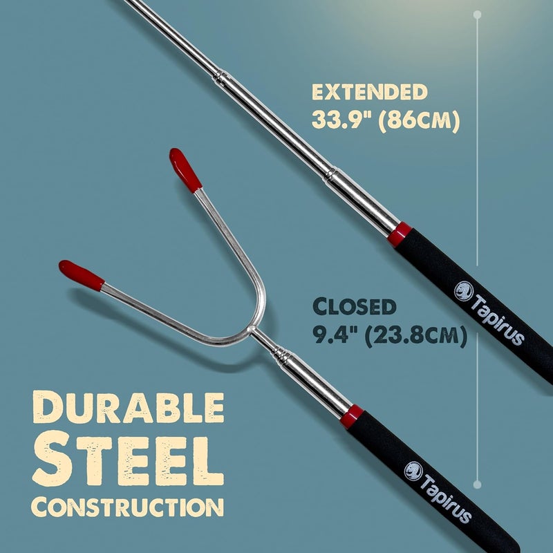 Tapirus Marshmallow Roasting Sticks | Set of 4 Extra Long Retractable Campfire Sticks | Protect Kids with Insulated Handles | Extendable Smore & Hot Dog Skewers | Heavy Duty Metal Camping Accessory - Image 3