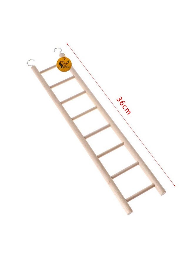 Sage Square Sage Square Playful Natural Wooden Climbing Ladder Toy for Exercise & Fun || with Hooks to Hang on || for Birds, Parrot, Budgies and Other Small, Medium Large Bird || 8 Level / 38cm  - Image 2