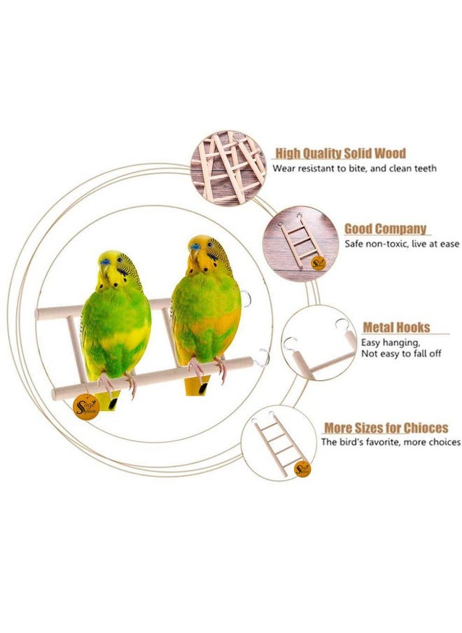 Sage Square Sage Square Playful Natural Wooden Climbing Ladder Toy for Exercise & Fun || with Hooks to Hang on || for Birds, Parrot, Budgies and Other Small, Medium Large Bird || 8 Level / 38cm  - Image 3