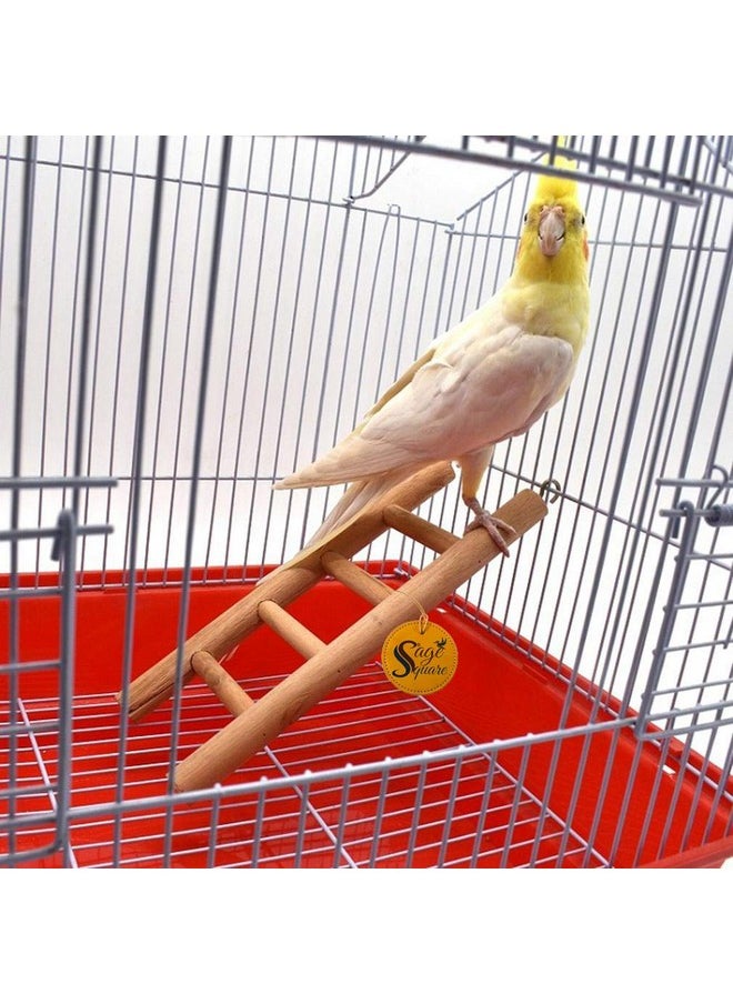 Sage Square Sage Square Playful Natural Wooden Climbing Ladder Toy for Exercise & Fun || with Hooks to Hang on || for Birds, Parrot, Budgies and Other Small, Medium Large Bird || 8 Level / 38cm  - Image 4