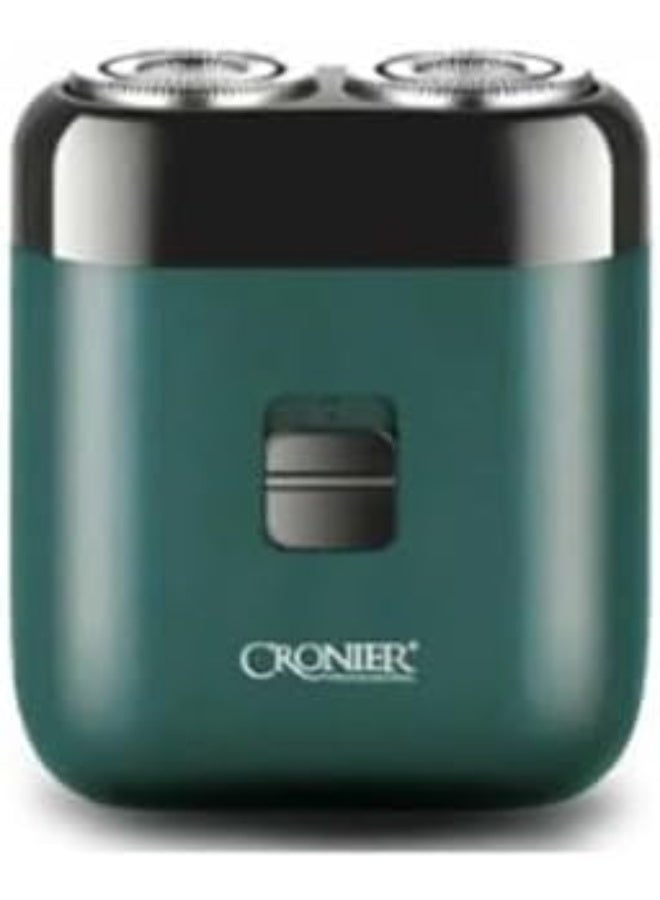 Cronier Professional CR-844 Electric Shaver, Dual Blade, Forest Green, Portable Travel Design - Image 1