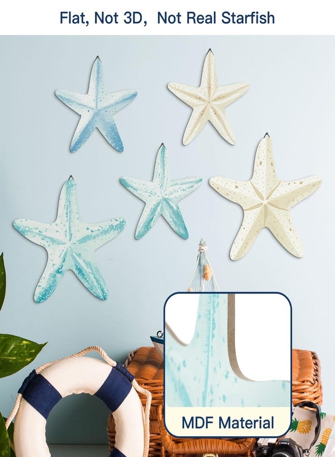 Putuo Decor Coastal Nautical Starfish Wall Art Set of 5 Beach Wall Decor Coastal Hanging Décor for Bathroom, Living Room, Patio - Image 2