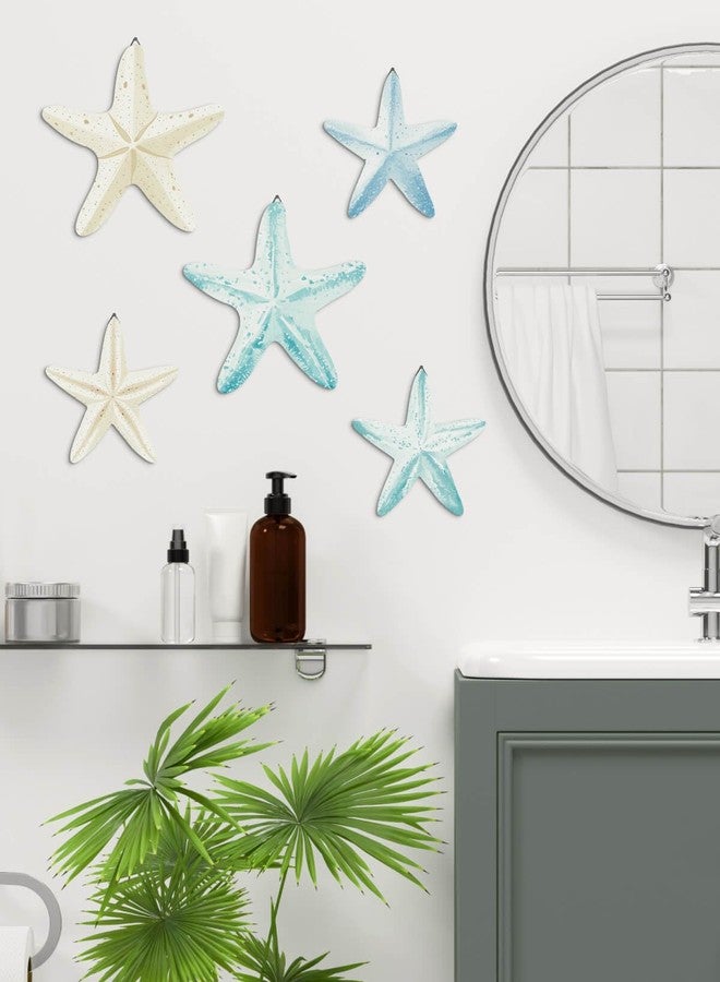 Putuo Decor Coastal Nautical Starfish Wall Art Set of 5 Beach Wall Decor Coastal Hanging Décor for Bathroom, Living Room, Patio - Image 3