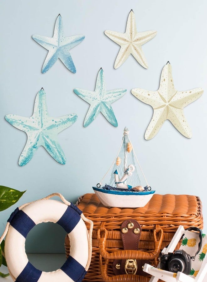 Putuo Decor Coastal Nautical Starfish Wall Art Set of 5 Beach Wall Decor Coastal Hanging Décor for Bathroom, Living Room, Patio - Image 4