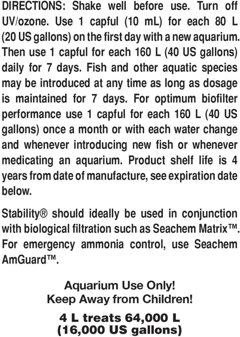Seachem Stability Fish Tank Stabilizer for Freshwater and Marine Aquariums - 4L - Image 3