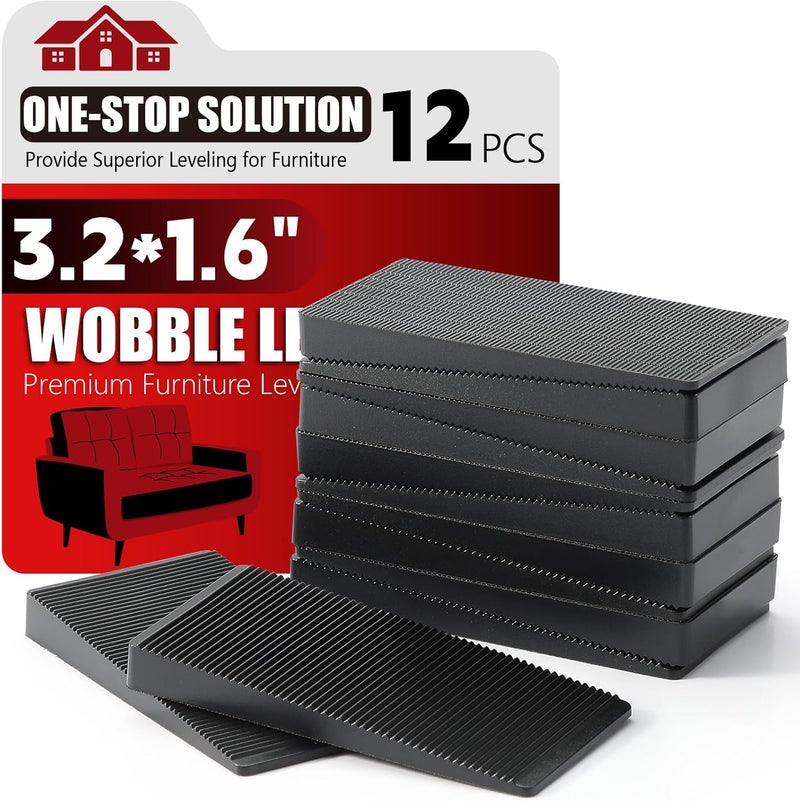 PROPA Furniture Leveler 12pcs Kit Size Variety | Multi-Purpose Rubber Shim for Leveling Feet Stable | Anti-Wobble Pad for Uneven Table, Dresser Leg, Toliet and More Furniture | Prevent from Wobbling - Image 1