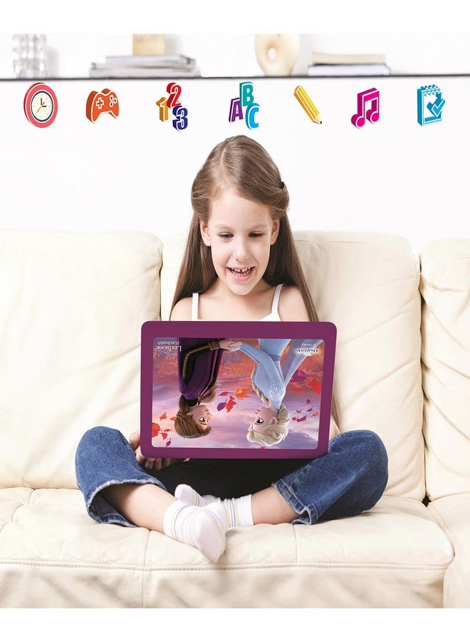 ليكسيبوك LEXiBOOK Disney Frozen 2 - كمبيوتر محمول تعليمي ثنائي اللغة (إسبانية/إنجليزية) - لعبة للبنات مع 124 نشاطًا للتعلم واللعب والموسيقى مع إلسا وآنا - أزرق/أرجواني، JC598FZi2 - Image 5