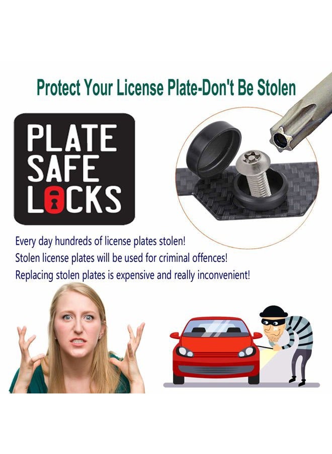 BGGTMO Anti Theft License Plate Frames -Carbon Fiber Style Metal Aluminum License Plate Holders, Contains 100% Stainless Steel License Plate Anti Theft Screws, Fit US Car Front and Rear License Plate Cover - Image 3
