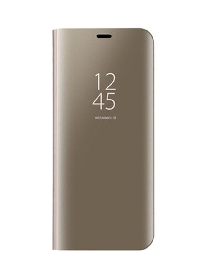 NIBEMINENT Clear View Flip Cover For Samsung Galaxy A50 Gold 