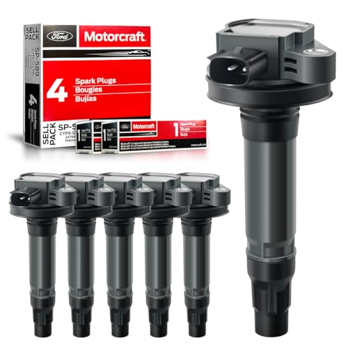 MAS Set of 6 Ignition Coil Pack & 6Pcs Motorcraft Platinum Spark Plug SP589 Compatible with Lincoln MKS MKT MKX MKZ Ford Edge Flex Fusion Taurus 3.7 3.5 V6 Replacement for UF553 UF595 5C1652 - Image 1