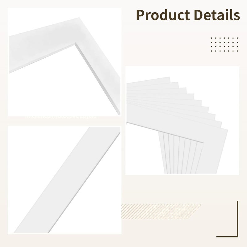 10 White Mat Boards, 8.27X12.6 Openings, 10.43X14.96 Outer Dimensions, Ideal for Photos, Art, and Framing Projects - Image 4