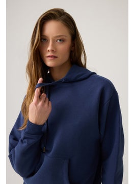 Los Ojos Navy Blue Wide Fit Hooded Sweatshirt Hooded Sweat  - Image 2
