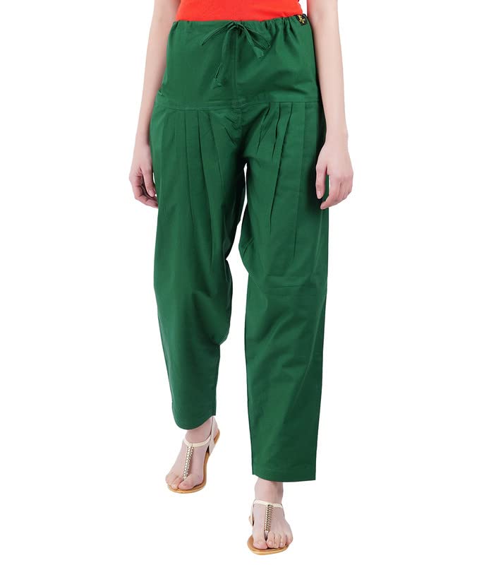 Happy Bunny Cotton Salwar Pant with Dupatta Colour Combo for Women – Ethnic Style, Comfort Fit with Drawstring, Ideal for Office, Festive, Casual (LG, Dark Green) - Image 2